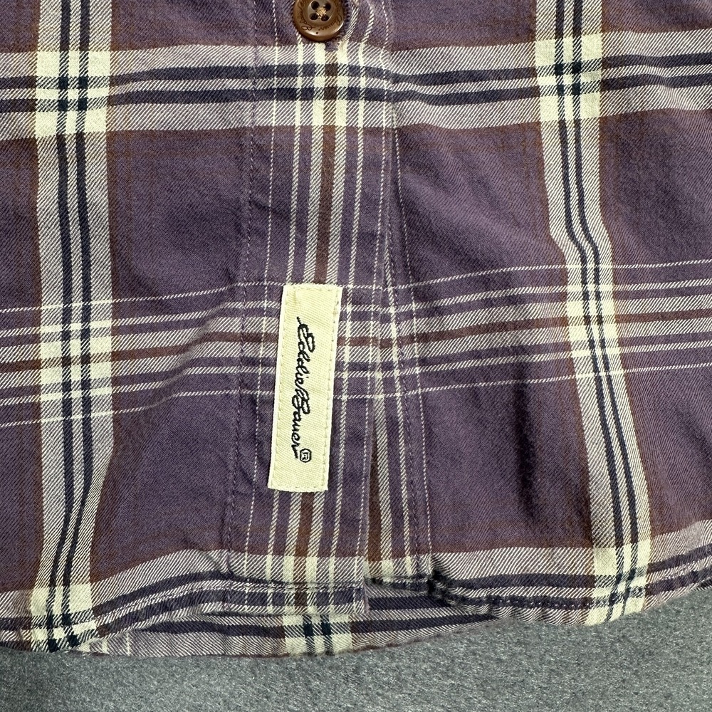 Eddie Bauer Flannel Shirt Womens XS Purple Plaid Long Sleeve Button-Up Vintage - Picture 4 of 10